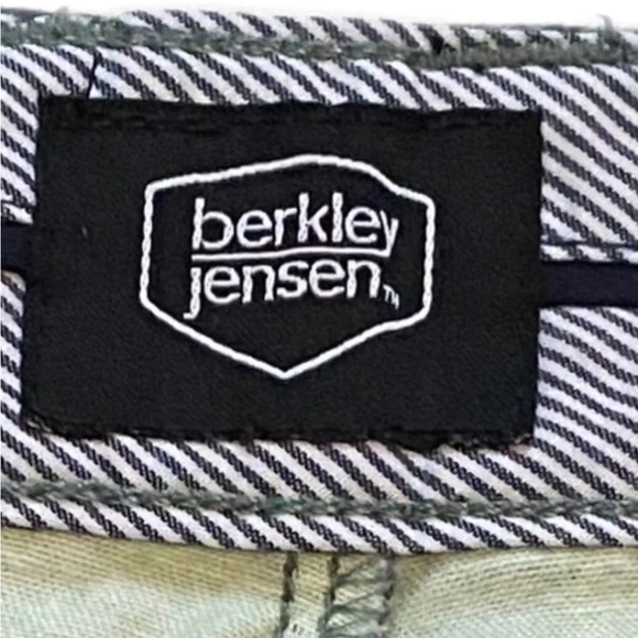 BERKLEY JENSEN Mens Sz 38 Tropical Teal Green Leaf Print Shorts Flat Front - Picture 6 of 8